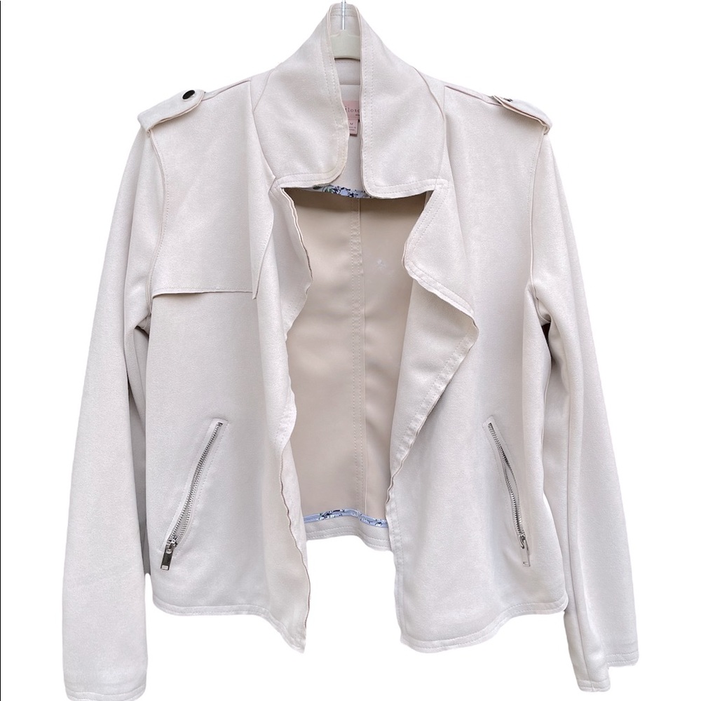 Faux Suede/Leather Moto Jacket